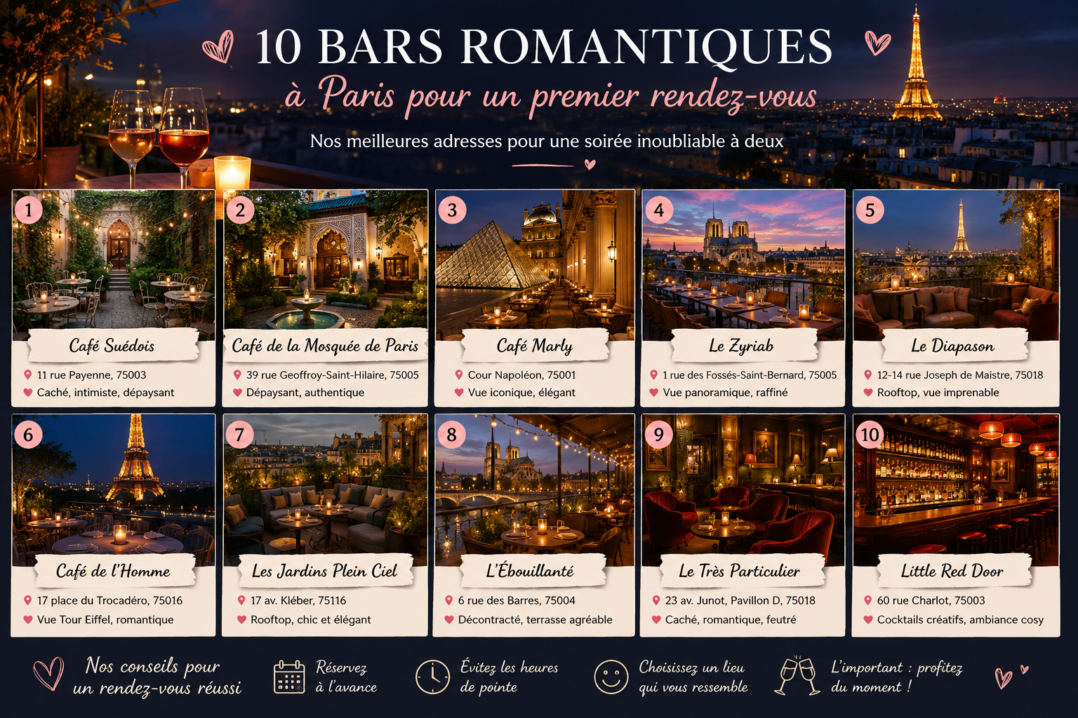 10 bars romantiques à Paris